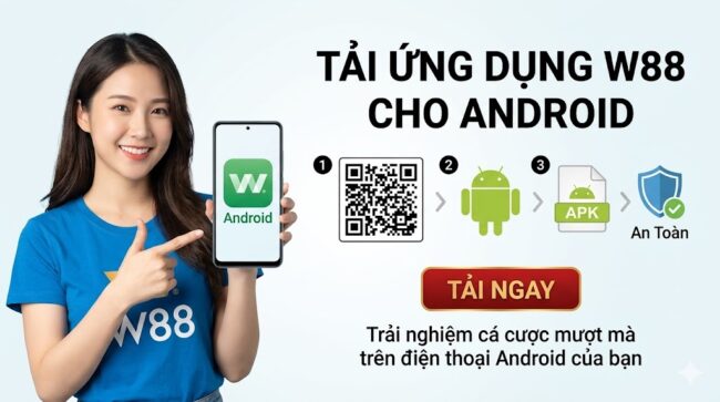 Ảnh minh hoạ quy trình tải app W88 cho android